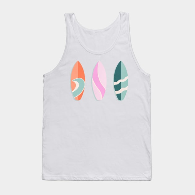 Pink, orange and teal retro surfboards Tank Top by Home Cyn Home 